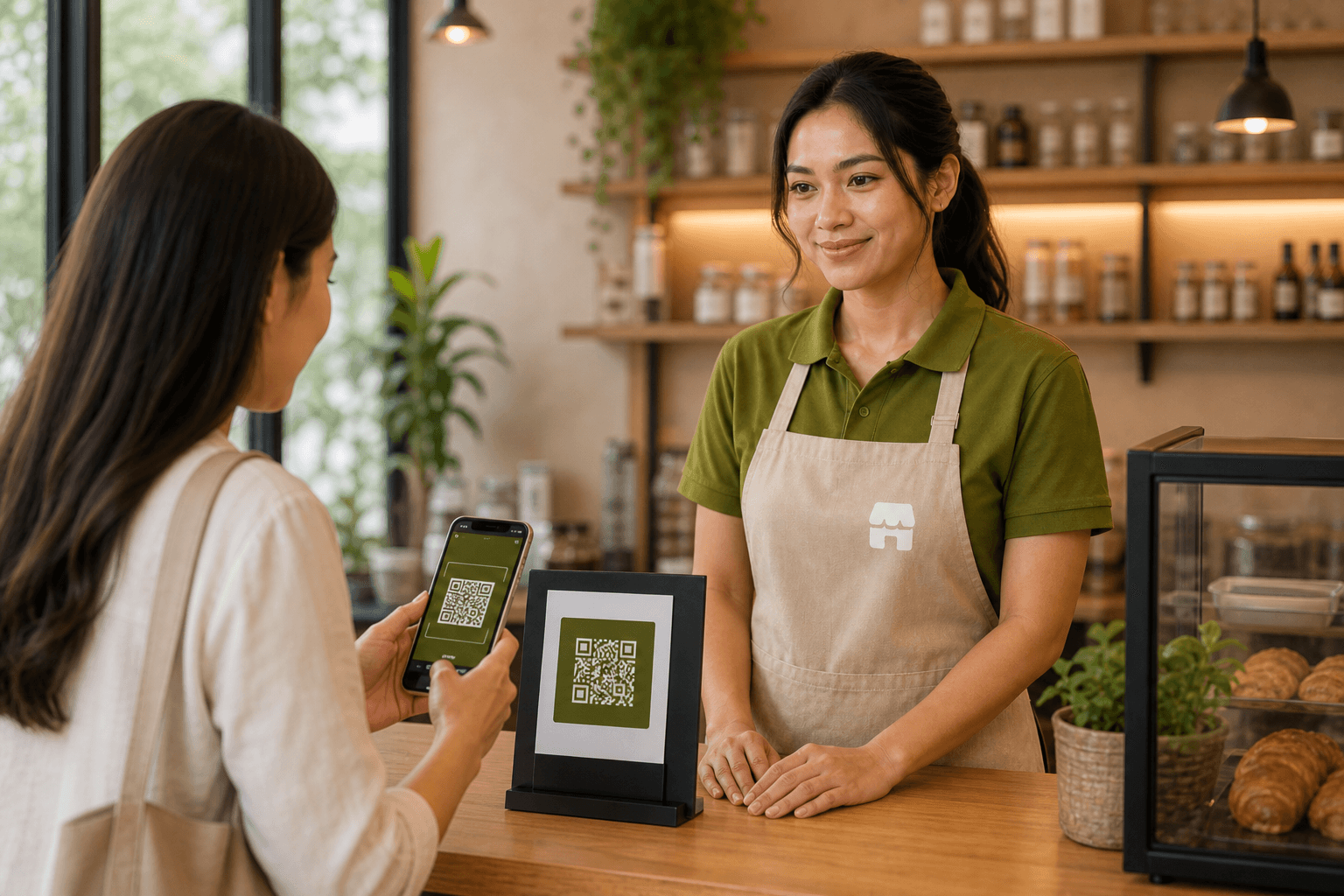 Pelanggan scan QRIS e-wallet di toko Bukala